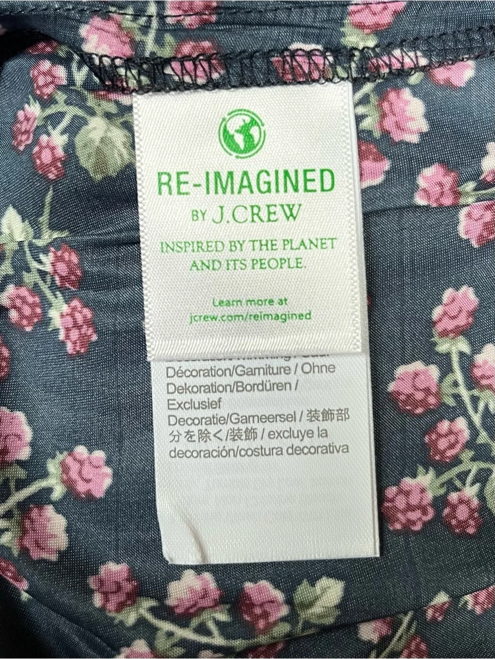 J.Crew Smocked Navy Floral Tank Top with Pink Blossoms